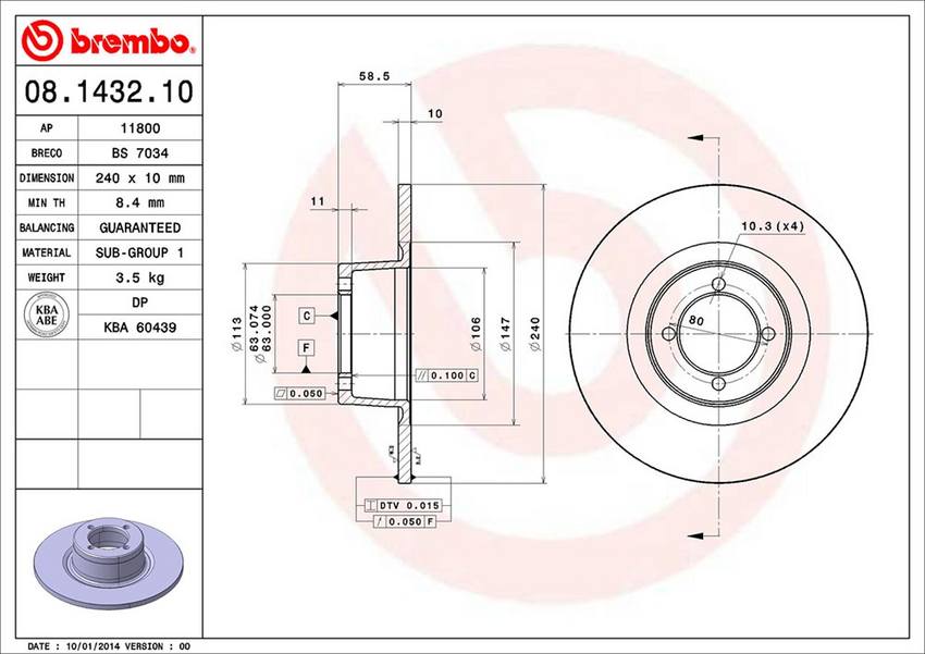 BMW Brembo Disc Brake Rotor - Front (240mm) 34111117422